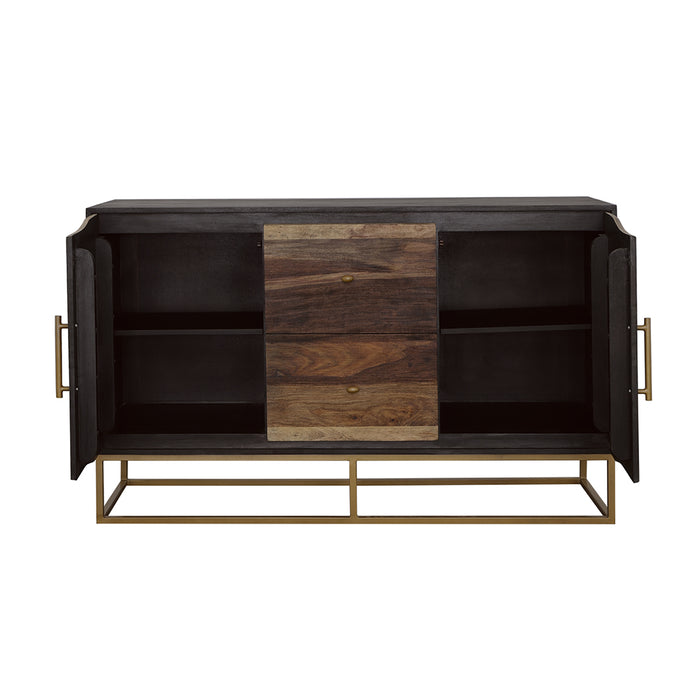 Zara 2-door 57-inch Wood Accent Storage Cabinet Black Walnut