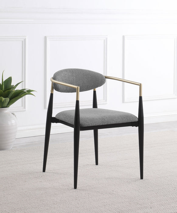 Bradbury Fabric Upholstered Dining Arm Chair Grey (Set of 2)
