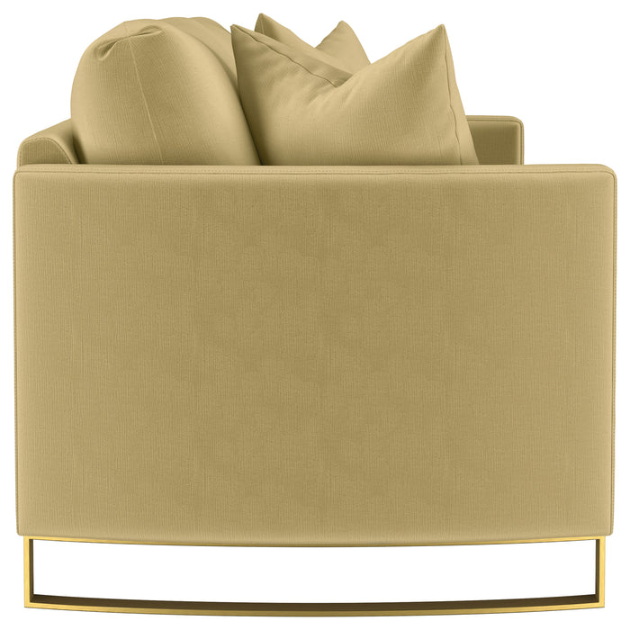 Corliss Upholstered Curved Track Arm Sofa Camel