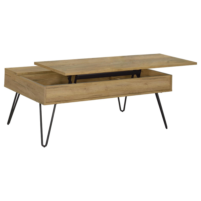 Fanning 2-piece Lift Top Coffee and End Table Set Golden Oak