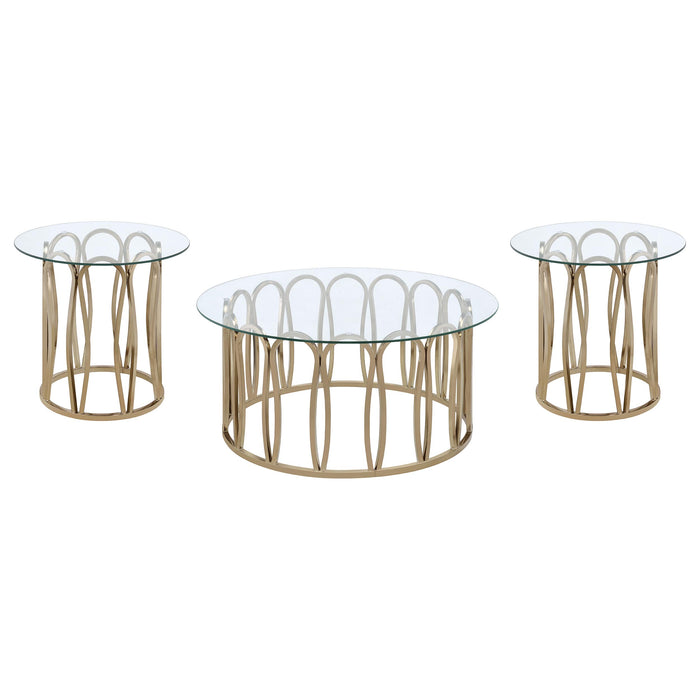 Monett 3-piece Coffee and End Table Set Chocolate Chrome