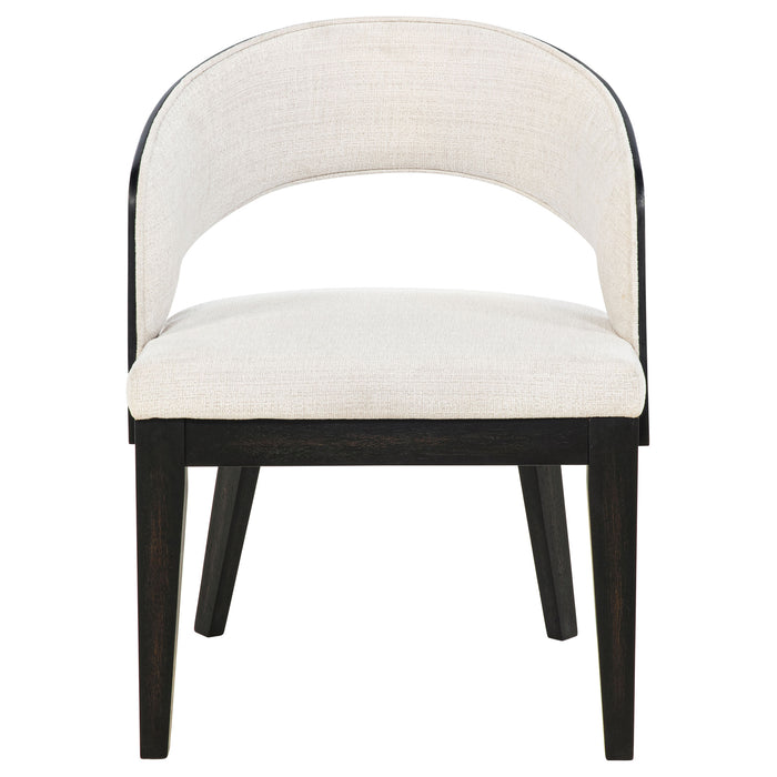 Leandro Upholstered Dining Arm Chair Cream (Set of 2)