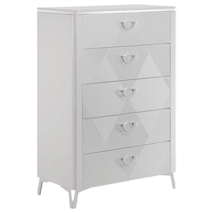 Cassia 5-piece Eastern King LED Bedroom Set White High Gloss