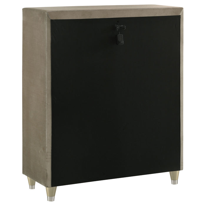 Lorient 5-drawer LED Chest of Drawers Ivory and Camel