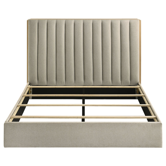 Arielle Eastern King Bookcase Panel Storage Bed Light Oak