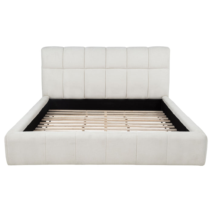 Nollet 48-inch Upholstered Eastern King Platform Bed Cream