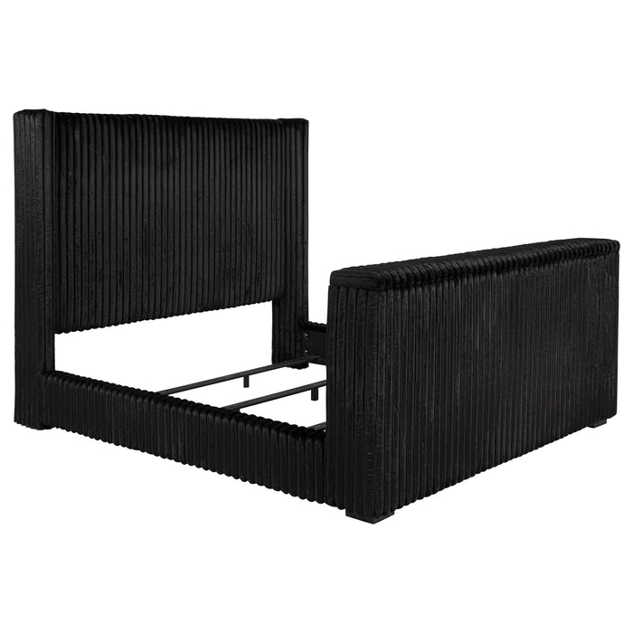 Centergrove Upholstered California King Wingback TV Bed Black