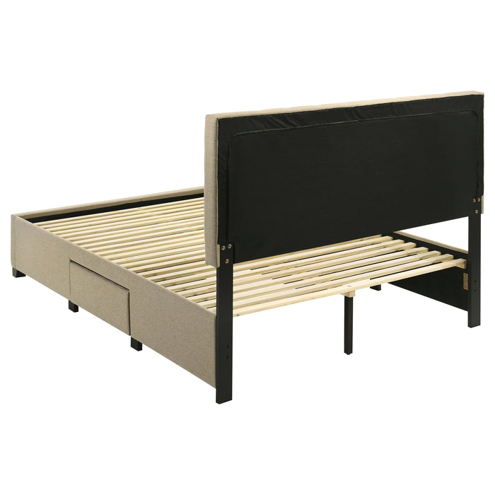Wheatland 4-drawer Upholstered Eastern King Storage Bed Brown