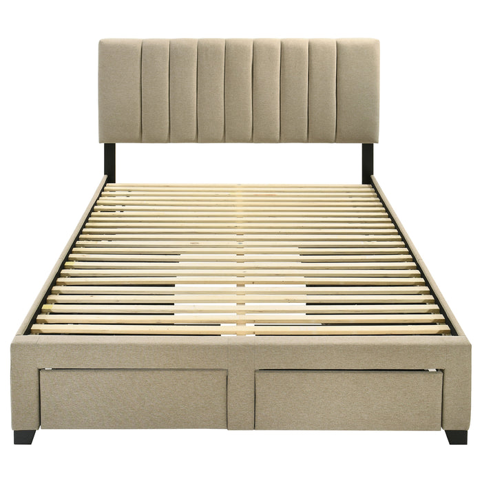 Wheatland 4-drawer Upholstered Eastern King Storage Bed Brown