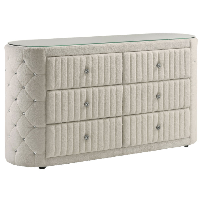 Sonya 5-piece Upholstered Queen Bedroom Set Ivory