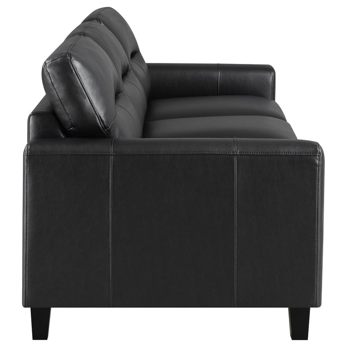 Scotland Faux Leather Upholstered Track Arm Sofa Black