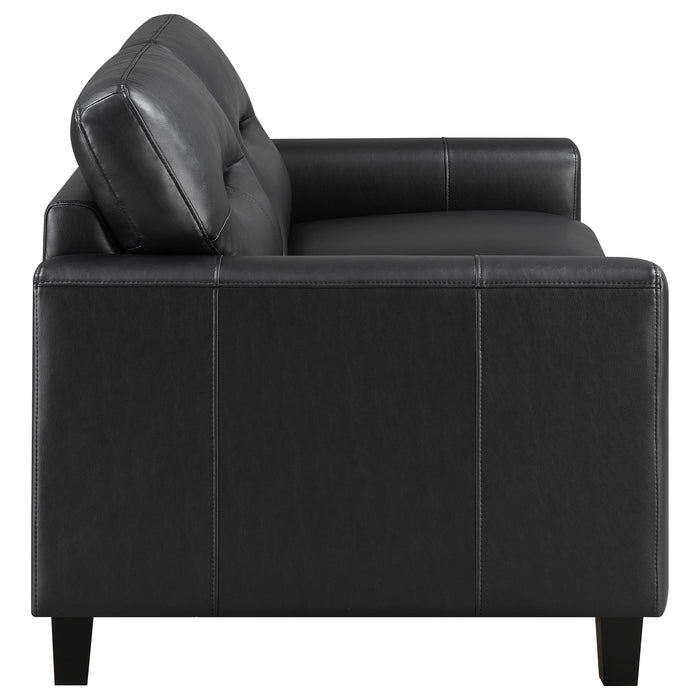 Scotland 2-piece Faux Leather Upholstered Sofa Set Black