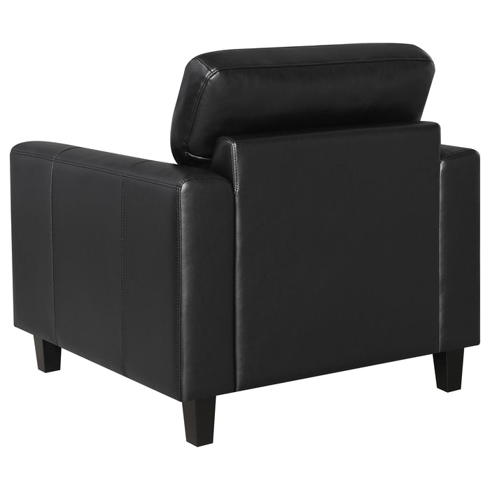 Scotland 3-piece Faux Leather Upholstered Sofa Set Black