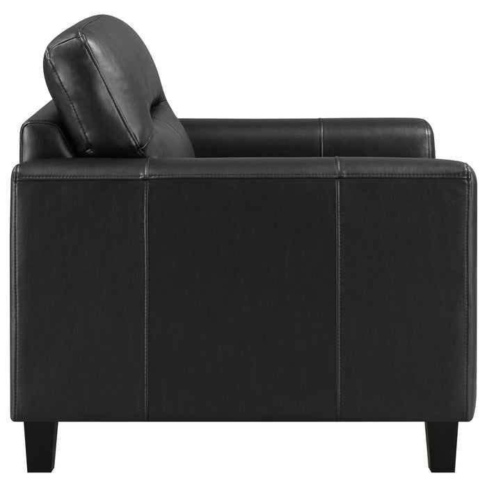 Scotland 3-piece Faux Leather Upholstered Sofa Set Black