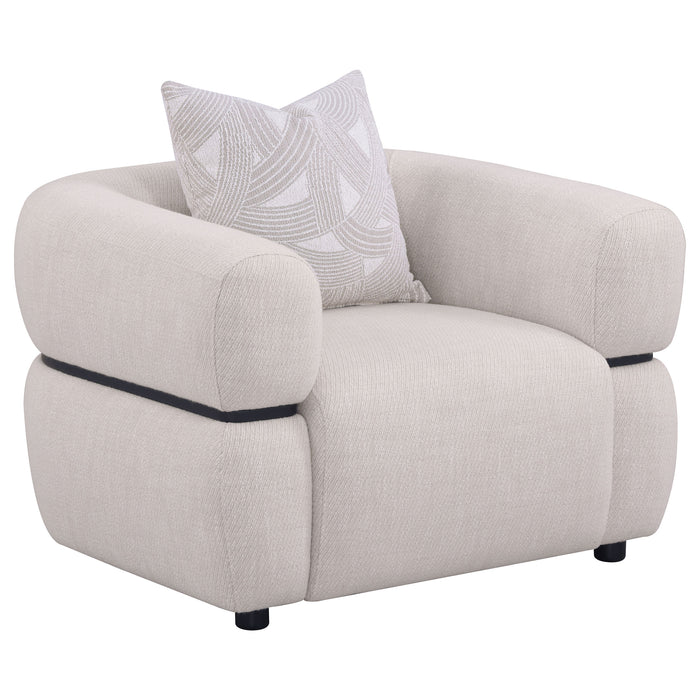 Jeanette 3-piece Fabric Upholstered Round Arm Sofa Set Beige