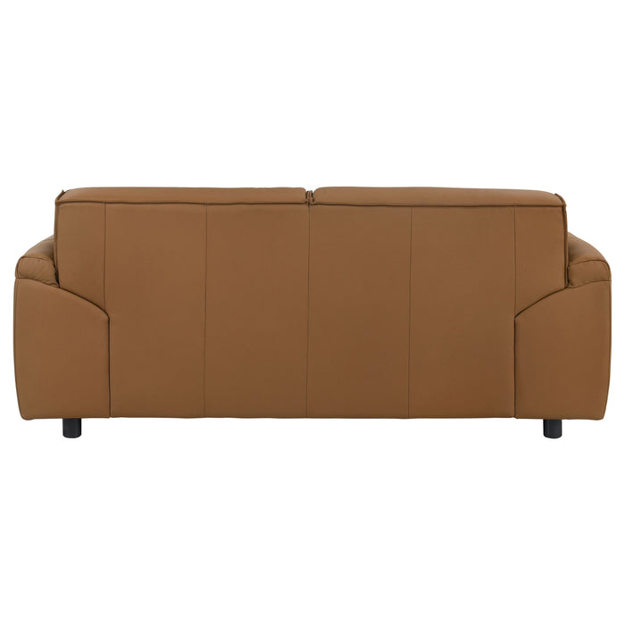 Buxton Top Grain Leather Upholstered Loveseat Orange