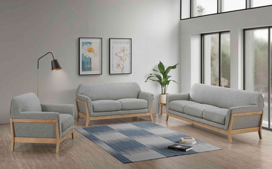Vaughn 3-piece Fabric Upholstered Flared Arm Sofa Set Grey