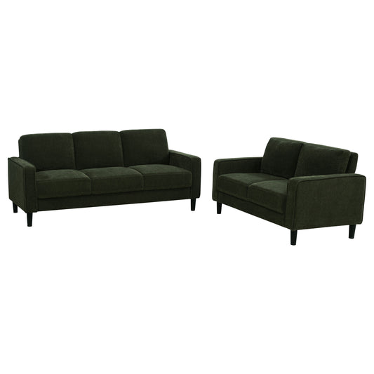 Ruth 2-piece Fabric Upholstered Track Arm Sofa Matcha Green