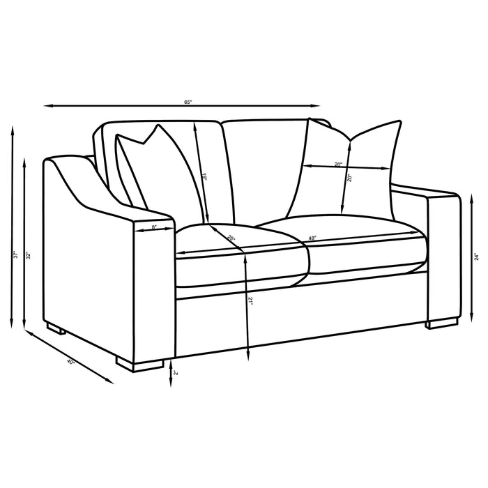 Ashlyn 2-piece Upholstered Track Arm Sofa Set Sand
