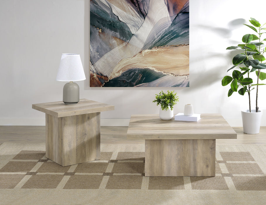 Devar Square Engineered Wood Coffee Table Distressed Pine