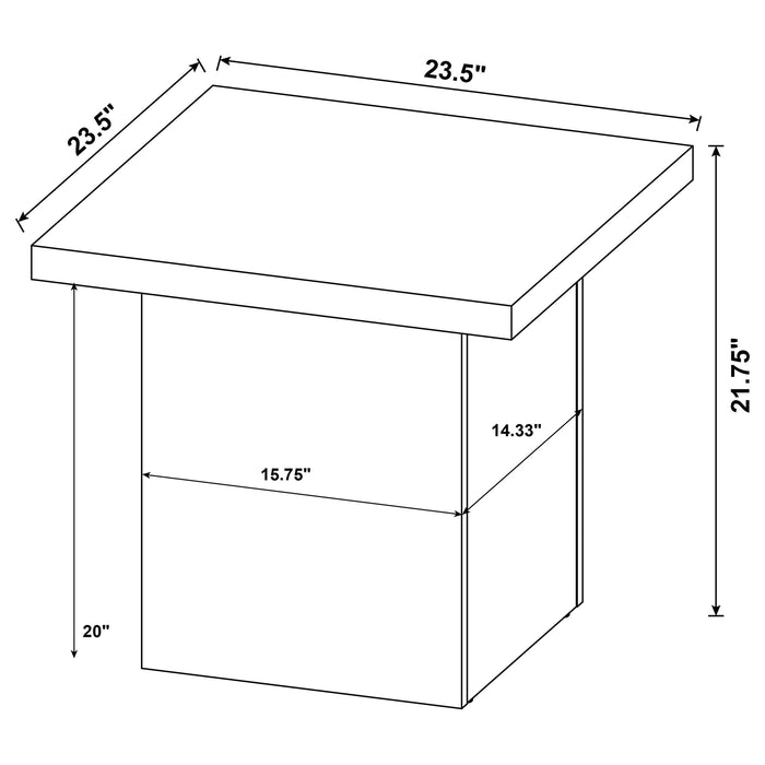 Devar Square Engineered Wood Side End Table White High Gloss
