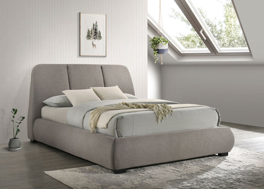 Mokena 46-inch Upholstered California King Platform Bed Taupe