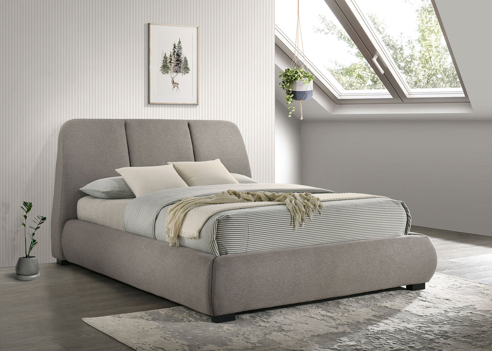 Mokena 46-inch Upholstered California King Platform Bed Taupe
