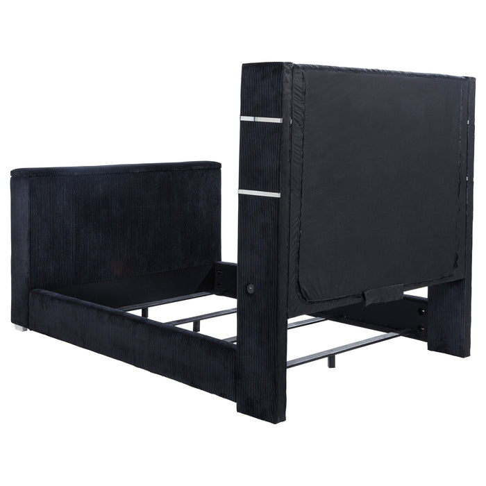 Tisdall Eastern King Flame Visualizer Wingback TV Bed Black