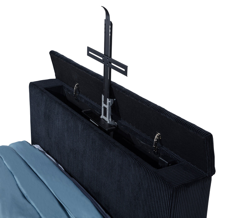 Tisdall Eastern King Flame Visualizer Wingback TV Bed Black