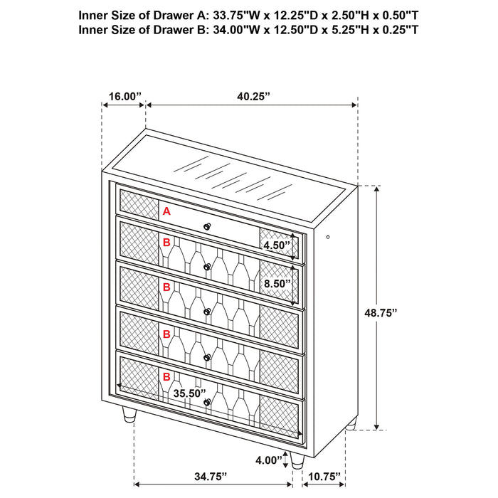 Lorient 5-drawer LED Chest of Drawers Ivory and Camel