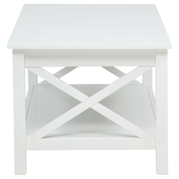 Skyview 2-piece Rectangular Lift Top Coffee Table Set White