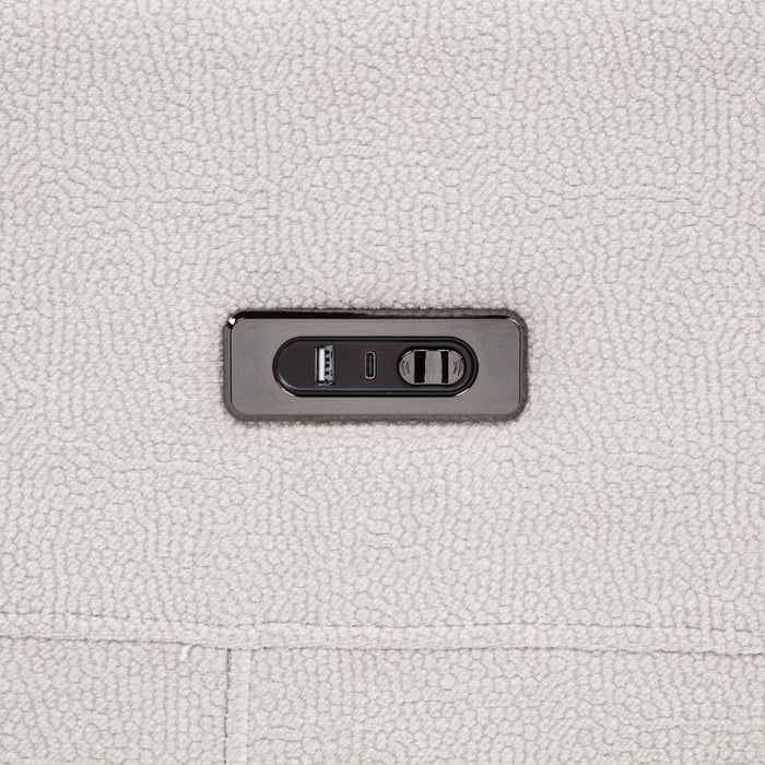 Kennett Chenille Upholstered Power Reclining Sofa Ivory