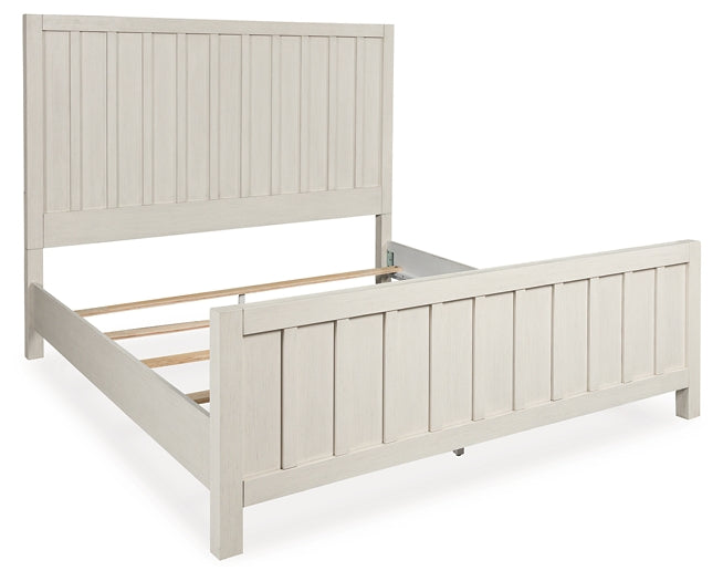Shaybrock California King Panel Bed with Mirrored Dresser, Chest and Nightstand