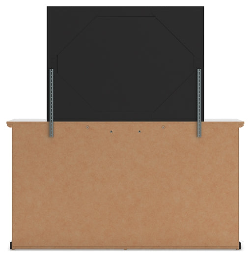 Maribel King Panel Bed with Mirrored Dresser and Nightstand