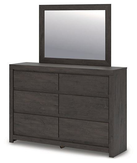 Fraluna King Panel Storage Bed with Mirrored Dresser