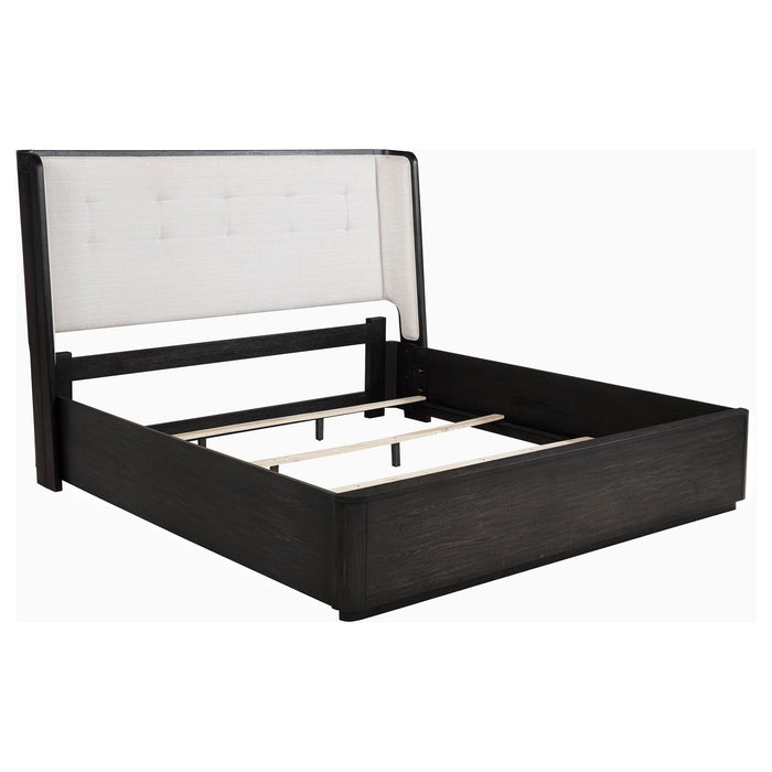 Leandro 55-inch California King Wingback Bed Burnished Black