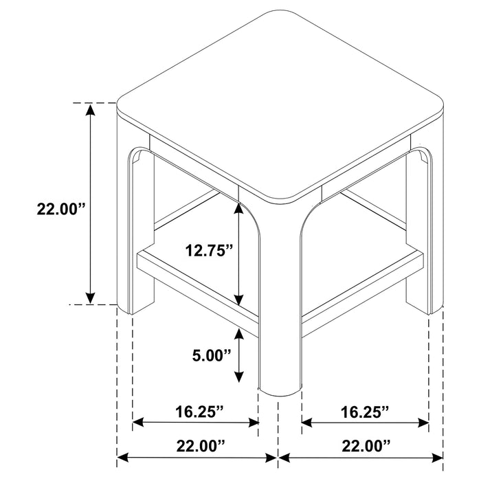 Solano Square Wood Side End Table with Shelf Weathered Mango