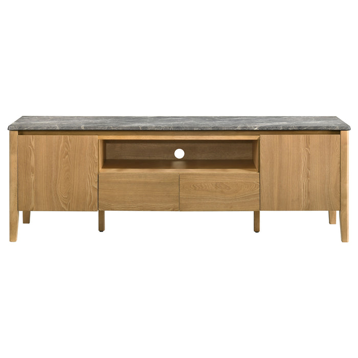 Bradley 63-inch 2-Door SmartTop TV Stand Grey and Natural