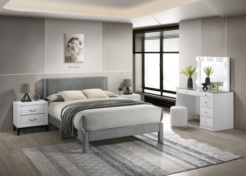 LUCIA QUEEN BED LIGHT GREY