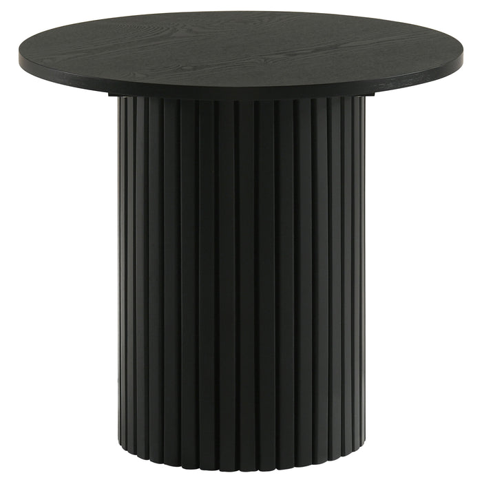 Hamlyn 2-piece Round Fluted Coffee and End Table Set Black