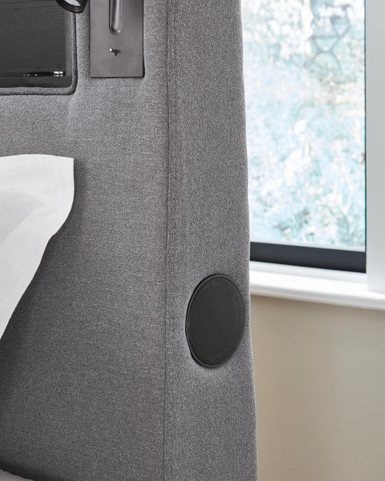 Verishaw Twin Upholstered Bed with Wireless Audio
