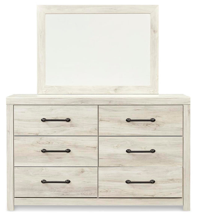 Cambeck King Panel Bed with Mirrored Dresser