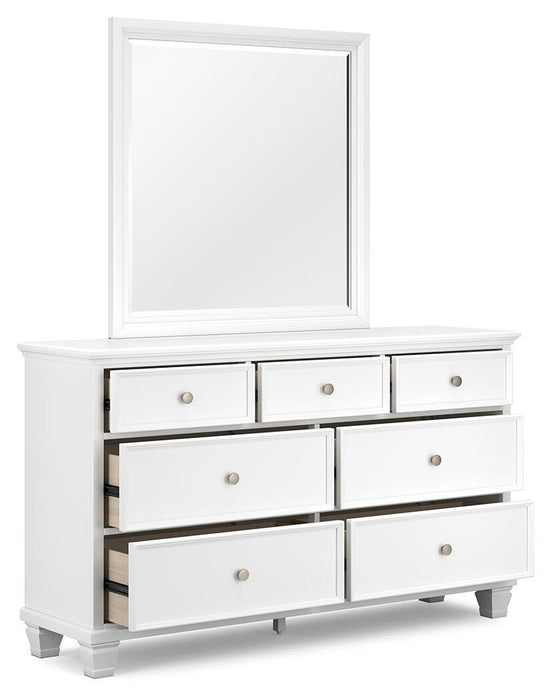 Fortman King Panel Bed with Mirrored Dresser and Nightstand