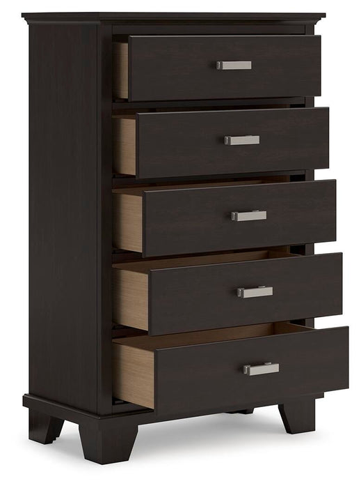 Covetown King Panel Bed, Dresser, Mirror, Chest and Nightstand