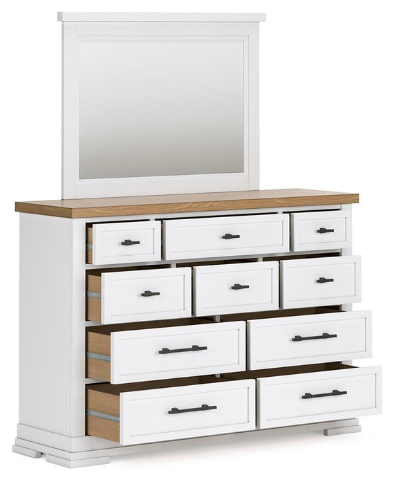 Ashbryn California King Panel Storage Bed, Dresser, Mirror and Nightstand