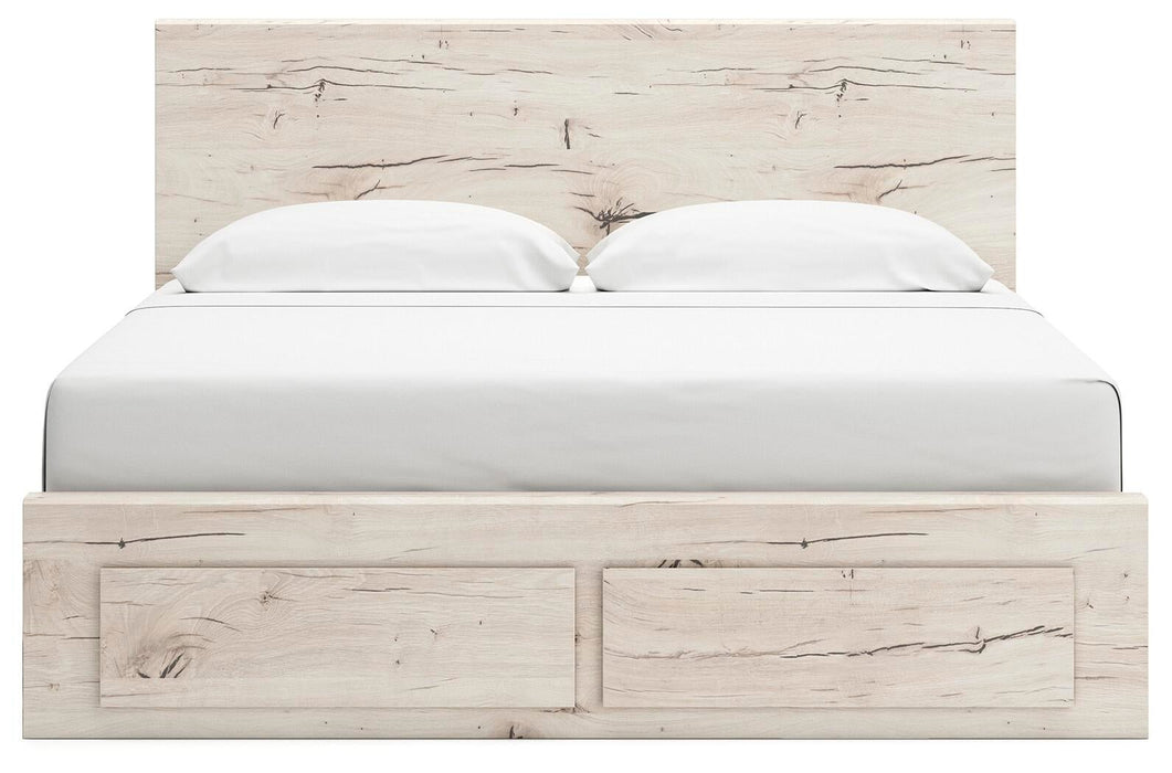 Lawroy King Panel Storage Bed, Dresser, Mirror and Nightstand
