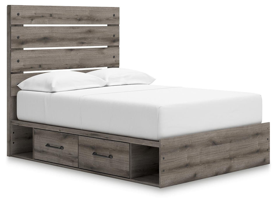 Graystorm Full Panel Bed with Storage, Dresser, Mirror, Chest and Nightstand