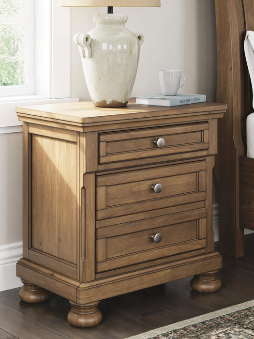 Feddinger Queen Storage Sleigh Bed with Mirrored Dresser, Chest and Nightstand
