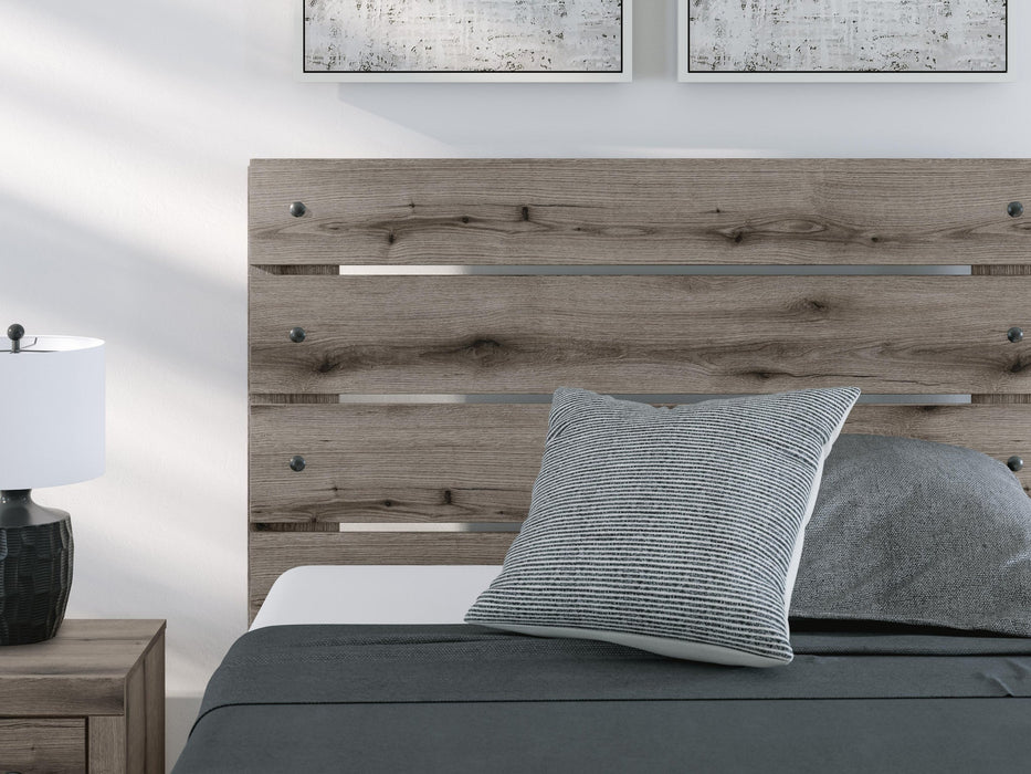 Graystorm Full Panel Bed with Storage, Dresser and Mirror