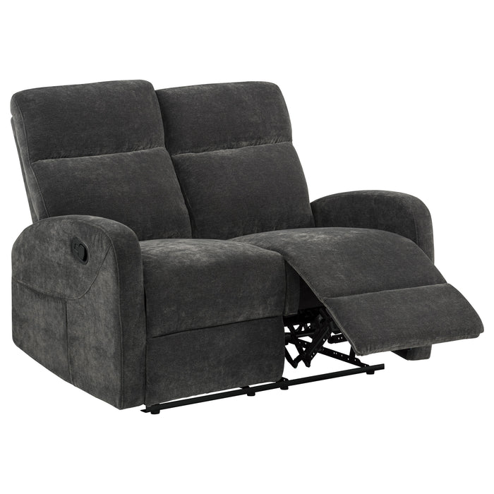 Hamilton 2-piece Chenille Manual Reclining Sofa Set Charcoal Grey